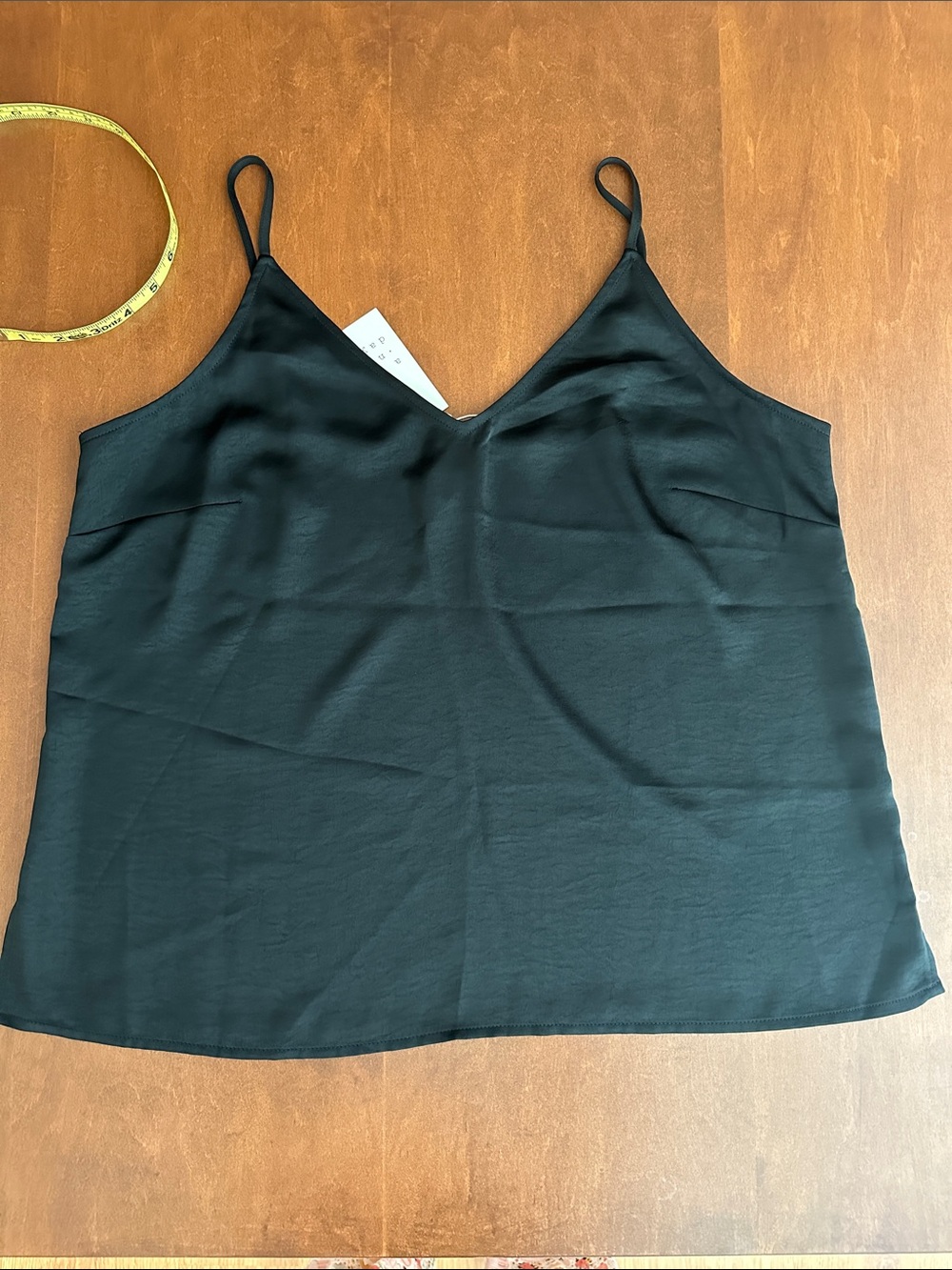 a new day Black V-Neck Satin Cami Tank